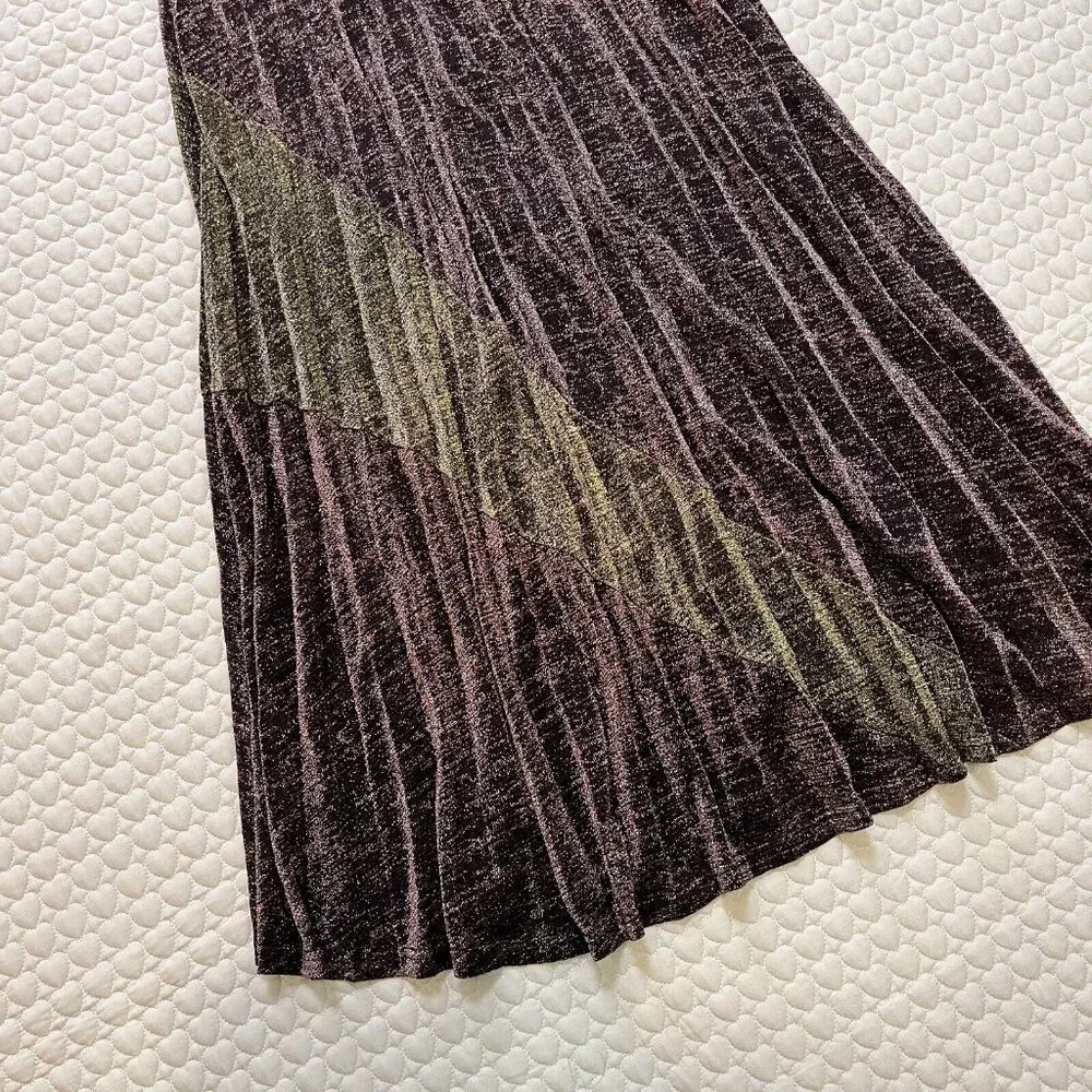 NWT SUBOO Tyra Pleat Panelled Midi Skirt Size M Copper Silver - Picture 6 of 11